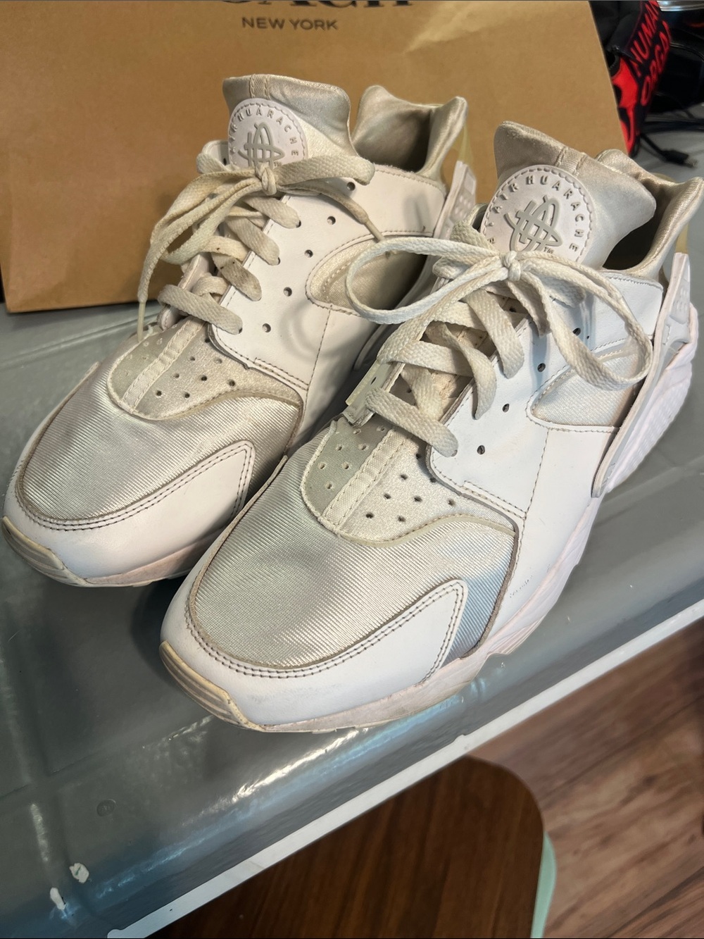 🔥NIKE ALL WHITE AIR HUARACHE